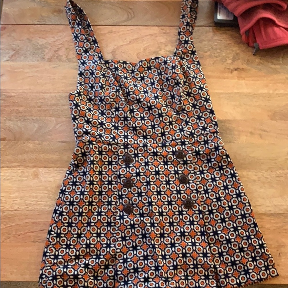 Orange & Blue Textured Romper